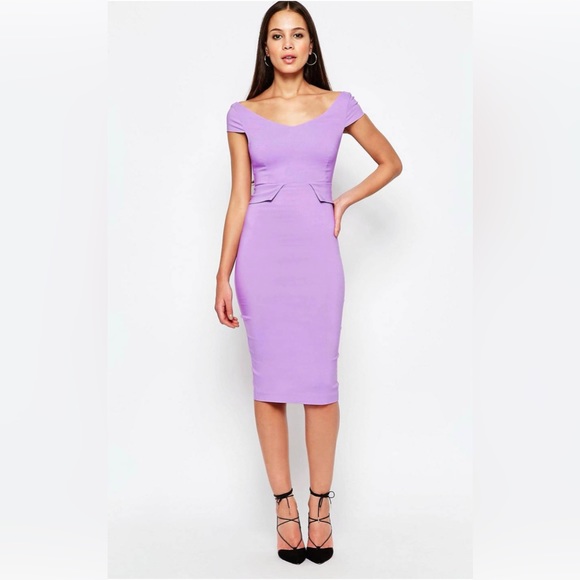 COPY - Vesper/ASOS Midi Dress with Peplum in Lilac (see details) - Picture 2 of 9